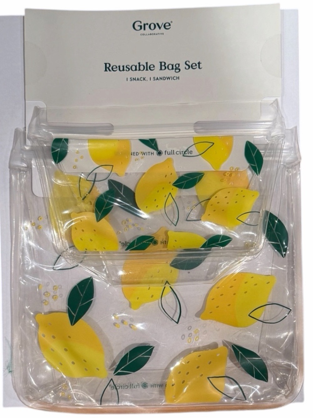 Grove Collaborative x Full Circle Reusable Bag Set - 1 Snack & 1 Sandwich Bag NW